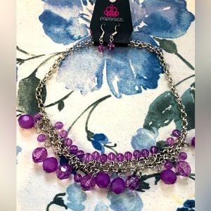 Paparazzi Fiesta Fabulous purple earring and necklace set.